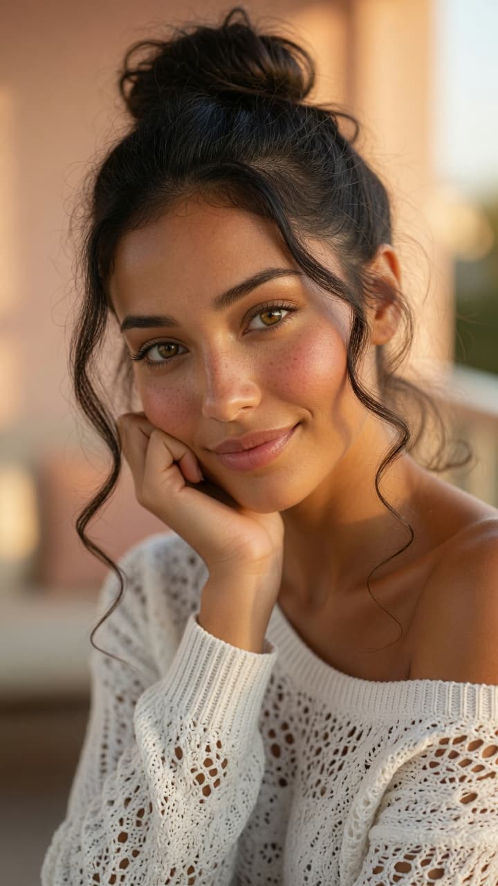 AI generated: A stunning ultra-realistic portrait photograph of a beautiful young Greek woman with a healthy dark ...