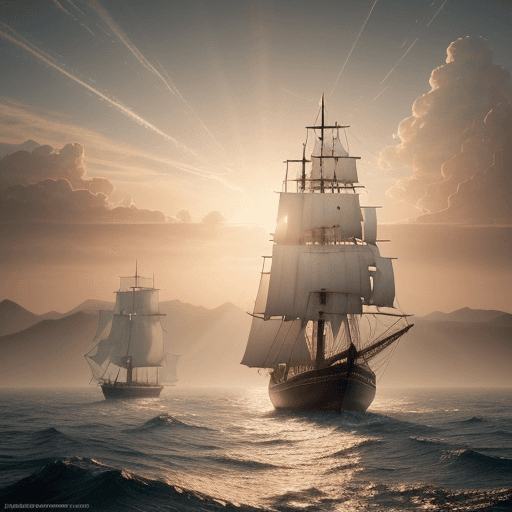AI generated: Photo of a ultra realistic sailing ship, dramatic light, pale sunrise, cinematic lighting, battered,...