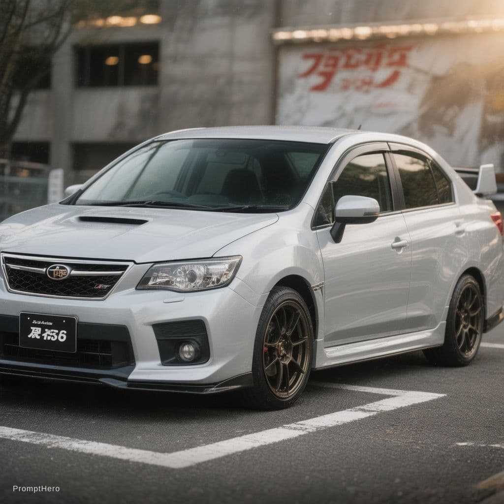AI generated: Left side japnese name of car bottom left detail of car and printable poster
