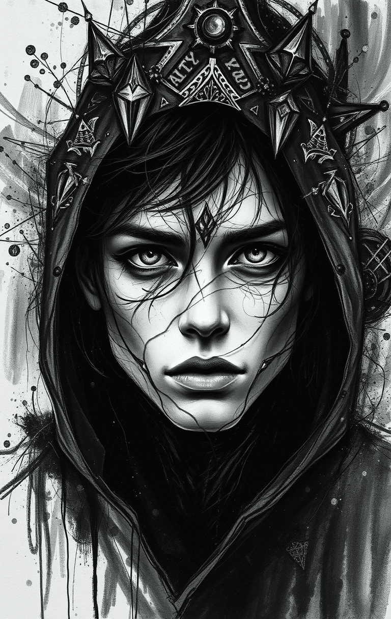 AI generated: A striking charcoal and ink sketch by Greg Rutkowski, showcasing a highly detailed and intricately d...