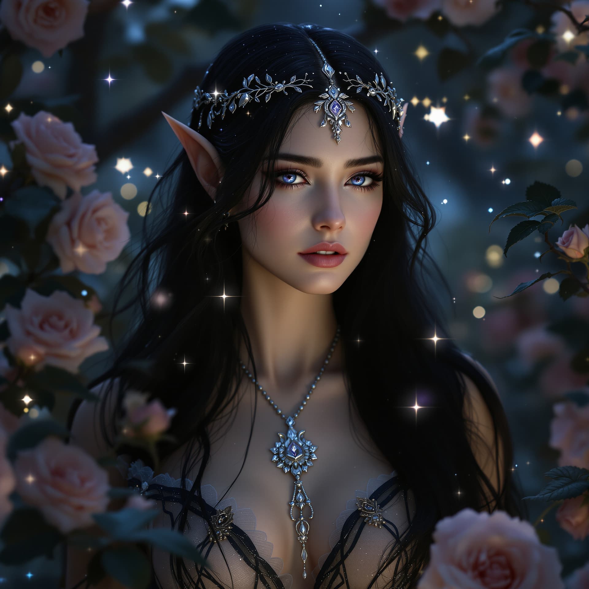 AI generated: Alhana Starbreeze — Elven Silvanesti Princess

Silvanesti bower beneath starlit boughs. Alhana’s b...