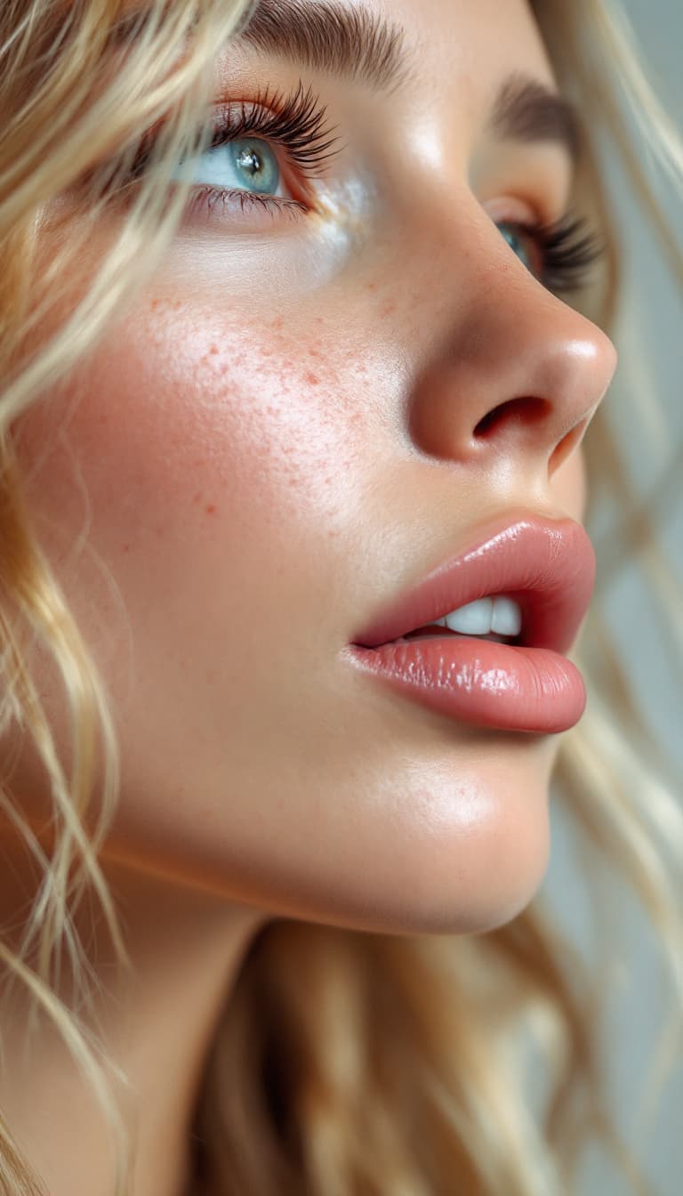 AI generated: Macro cosmetic lips shot, super realistic, clean lips on whole screen, freckles, pores, super natura...