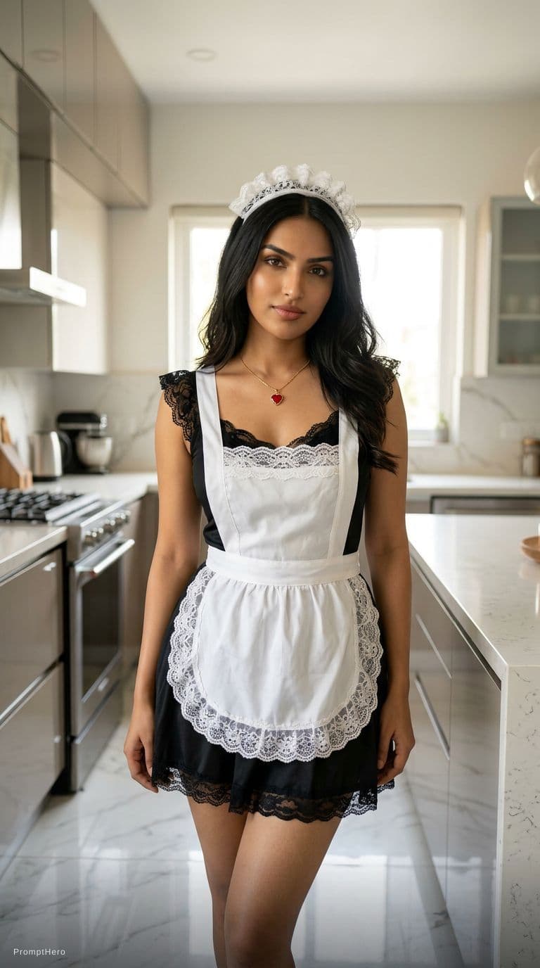 AI generated: 
Create an Ultra-realistic scene of the same stylish woman in a bright modern kitchen with marble fl...