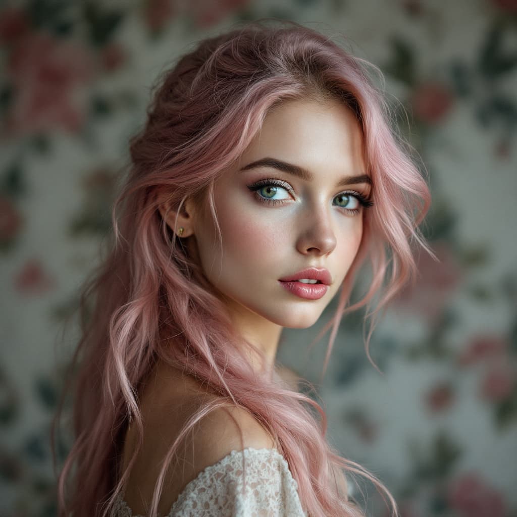 AI generated: girl with pink hair