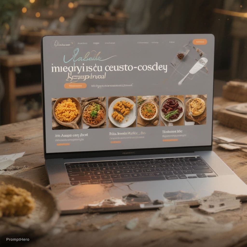 AI generated: website design, food website, food website design template, design, multipaged website