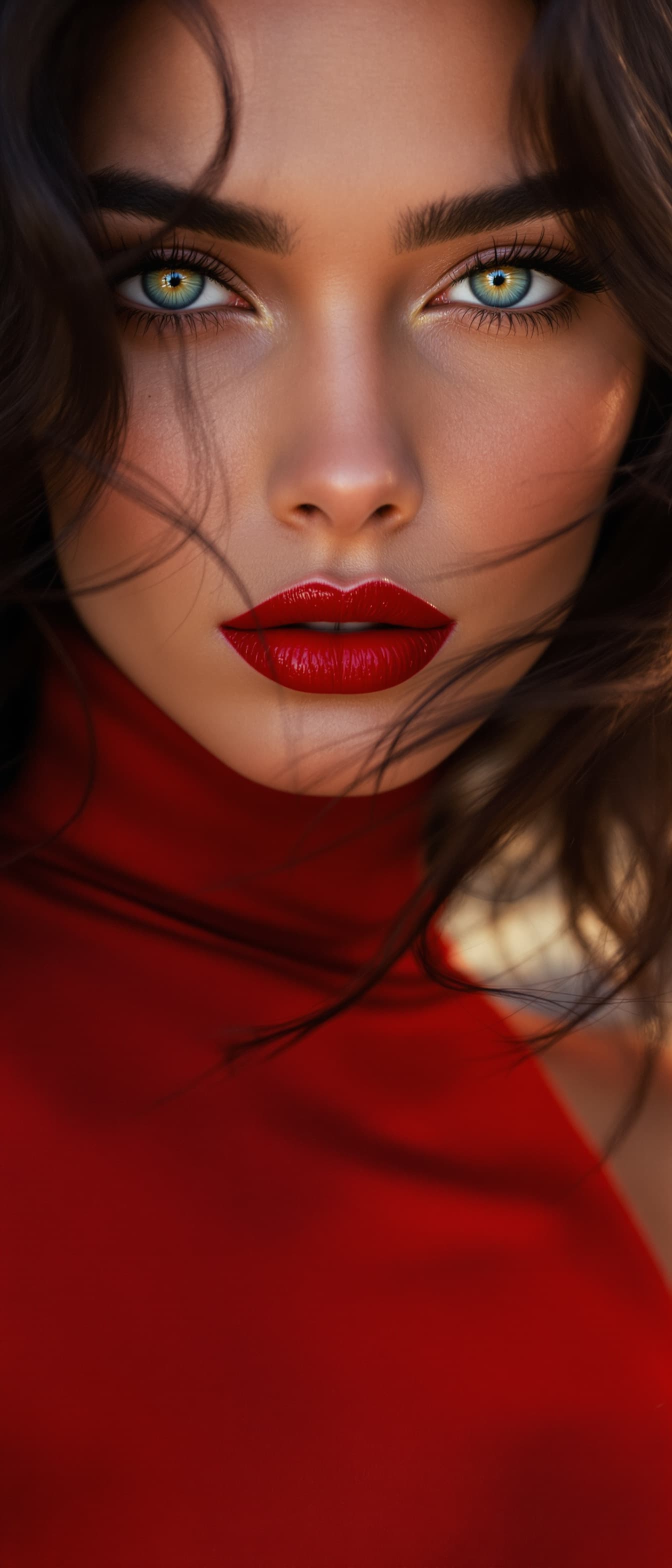 AI generated: "Image is a high resolution close up head and shoulders portrait. A supermodel, early 20's, fair ski...