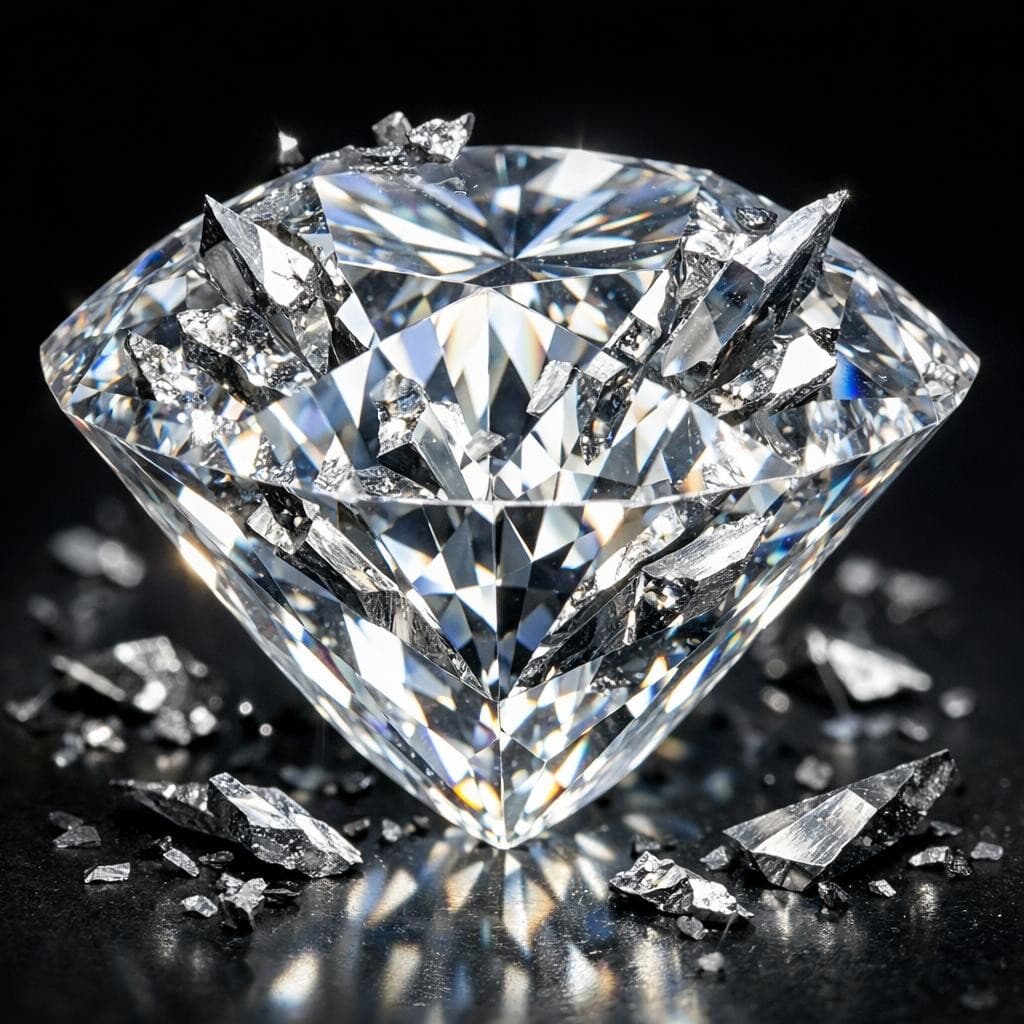 AI generated: a brilliant diamond with shards of platinum scattered through out it