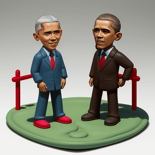 AI generated: A clay version of Obama and loony toon version of Jesus on a playground