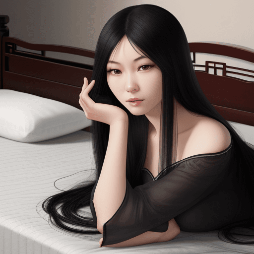 AI generated: Realistic, Chinese, with long black hair, mattress

