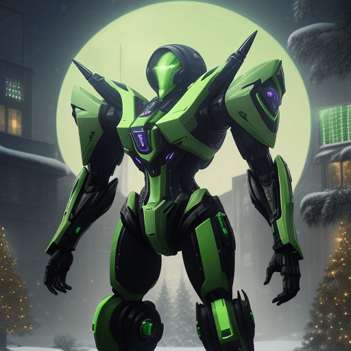 AI generated: Hyper realistic green cyberlock on a Christmas landscape 