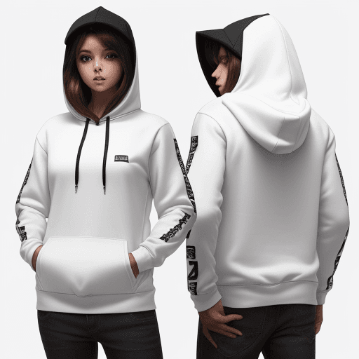 AI generated: image of a hoody from demobaza.com, front and back views of this hoodie in one image, white  backgro...