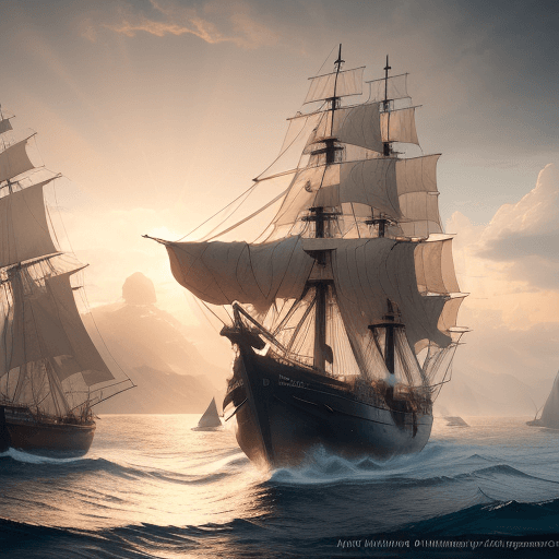 AI generated: Photo of a ultra realistic sailing ship, dramatic light, pale sunrise, cinematic lighting, battered,...