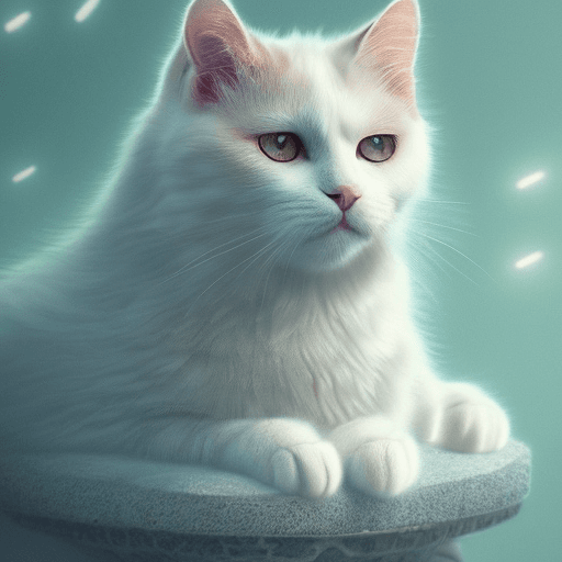 AI generated:  white cat, with a little bit of yellow hairs in the face, blurred environment background,portrait, ...
