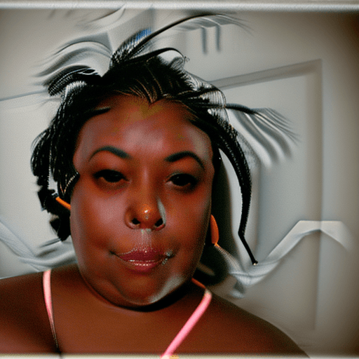 AI generated: (Bbw:1.3) (African American woman:1.4) with (black and brow color dreadlocks:1.3), (big saggy tits:1...