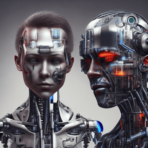 AI generated: Realistic, Two friends become cyborg, 