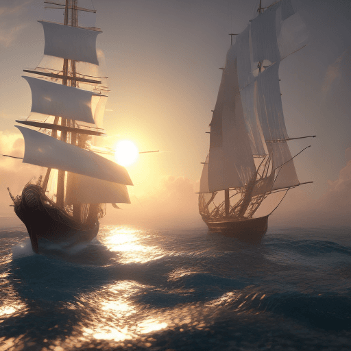AI generated: Photo of a ultra realistic sailing ship, dramatic light, pale sunrise, cinematic lighting, battered,...