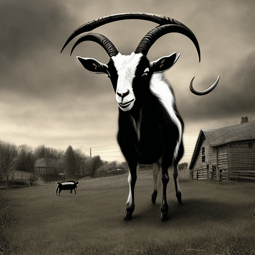 AI generated: Menacing Black Billy Goat in Puritan New England, by Godmachine, by DZO Olivier, by Scott M. Fischer...
