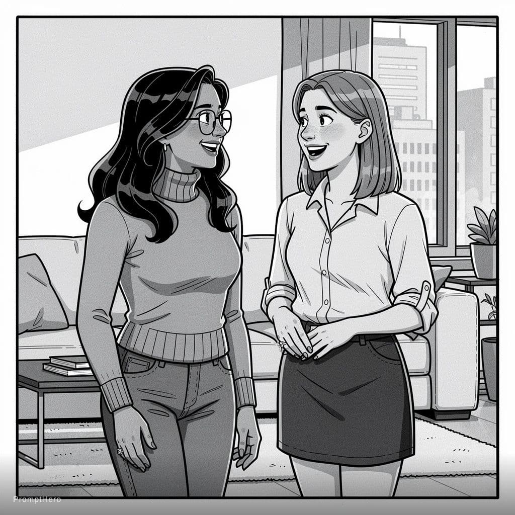 AI generated: Jab Comix, Ay Papi Series, Issue 19, Wendy and Kim illustration Black and White 