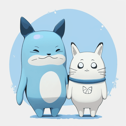 AI generated: Create a whimsical blue line art illustration of a cartoon character, one-hand drawing that is suita...