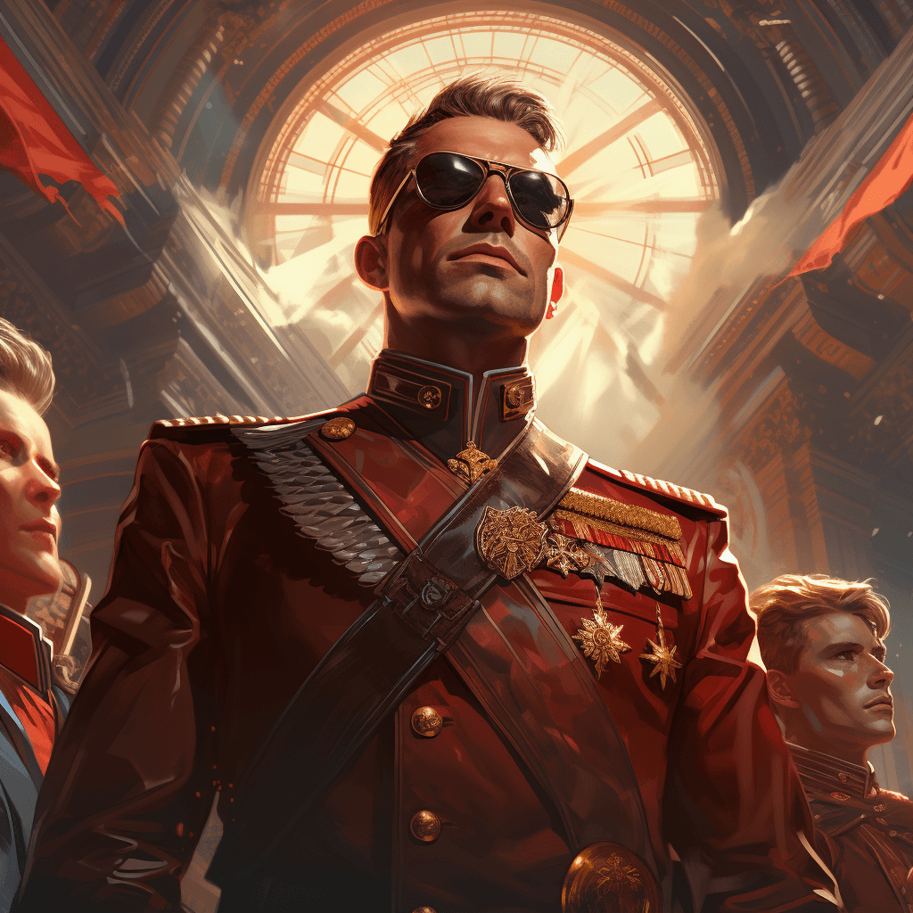 AI generated: retro futurism style, communist commander, space command