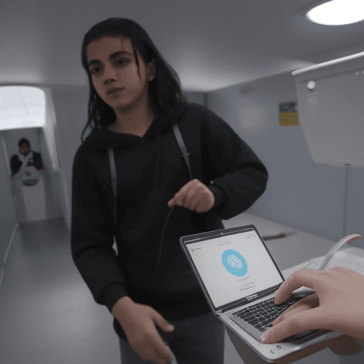 AI generated: un adolescente, abusada por un desconocido navegando por internet