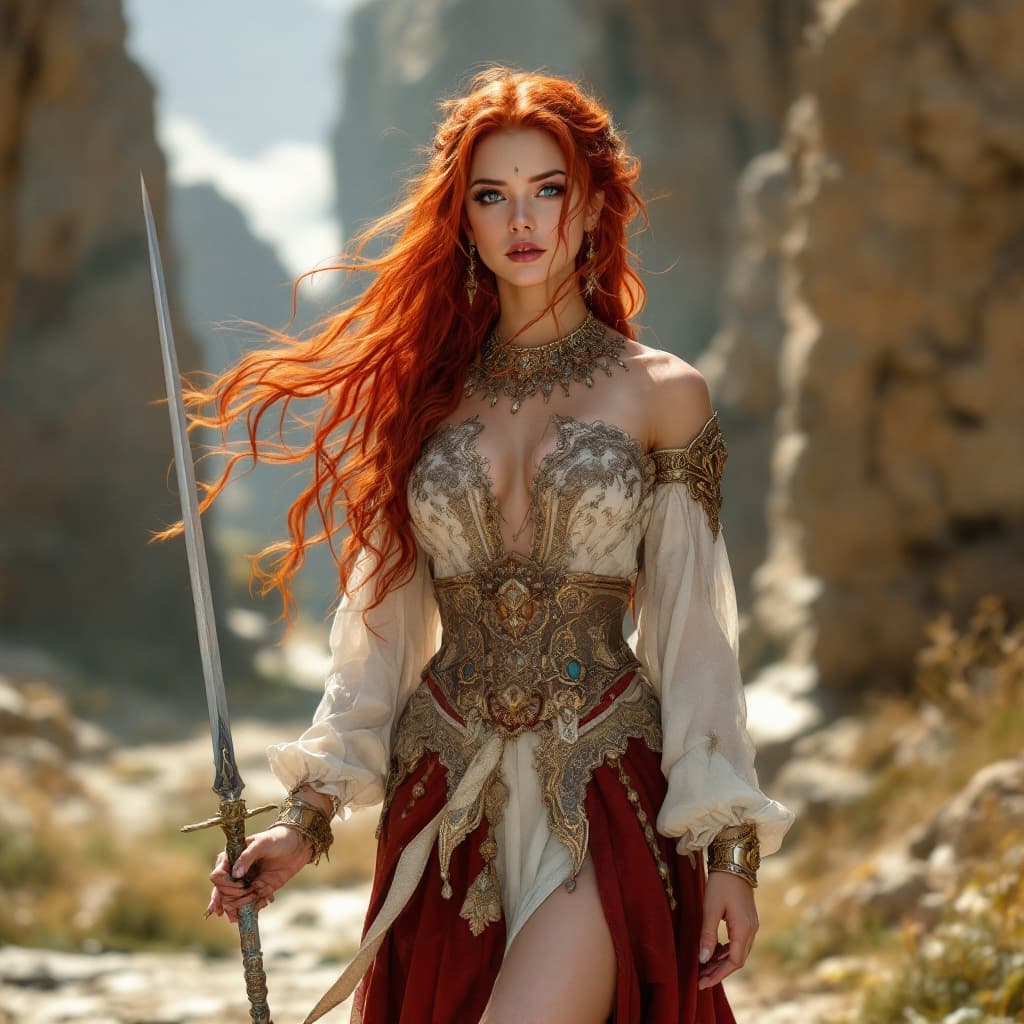 AI generated: Exotic Red Head Persian Princess of The North, Regent of Khal