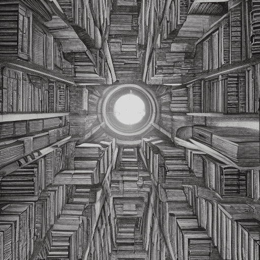 AI generated: staring up into the infinite celestial library, endless books, flying books, starry, sublime, cinema...