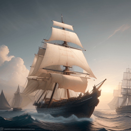 AI generated: Photo of a ultra realistic sailing ship, dramatic light, pale sunrise, cinematic lighting, battered,...