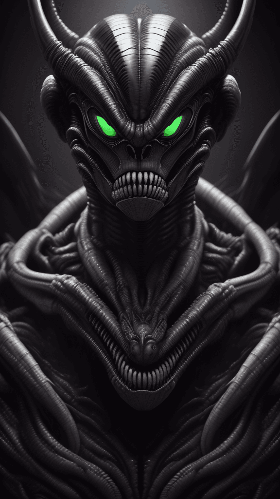 AI generated: intimidating complex Xenomorph rfktrstyle headshot portrait (alien) by H.R Gargar(best work ever a m...