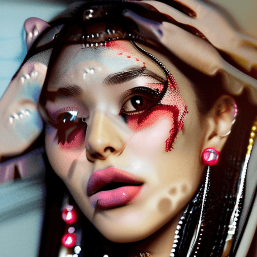 AI generated: professional styled detailed photo of a beautiful KOREAN girl with heavy makeup and jewelry and tone...