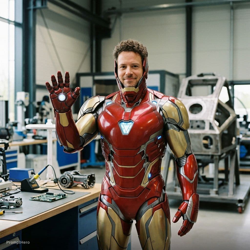 AI generated: Make him wear iron man suit