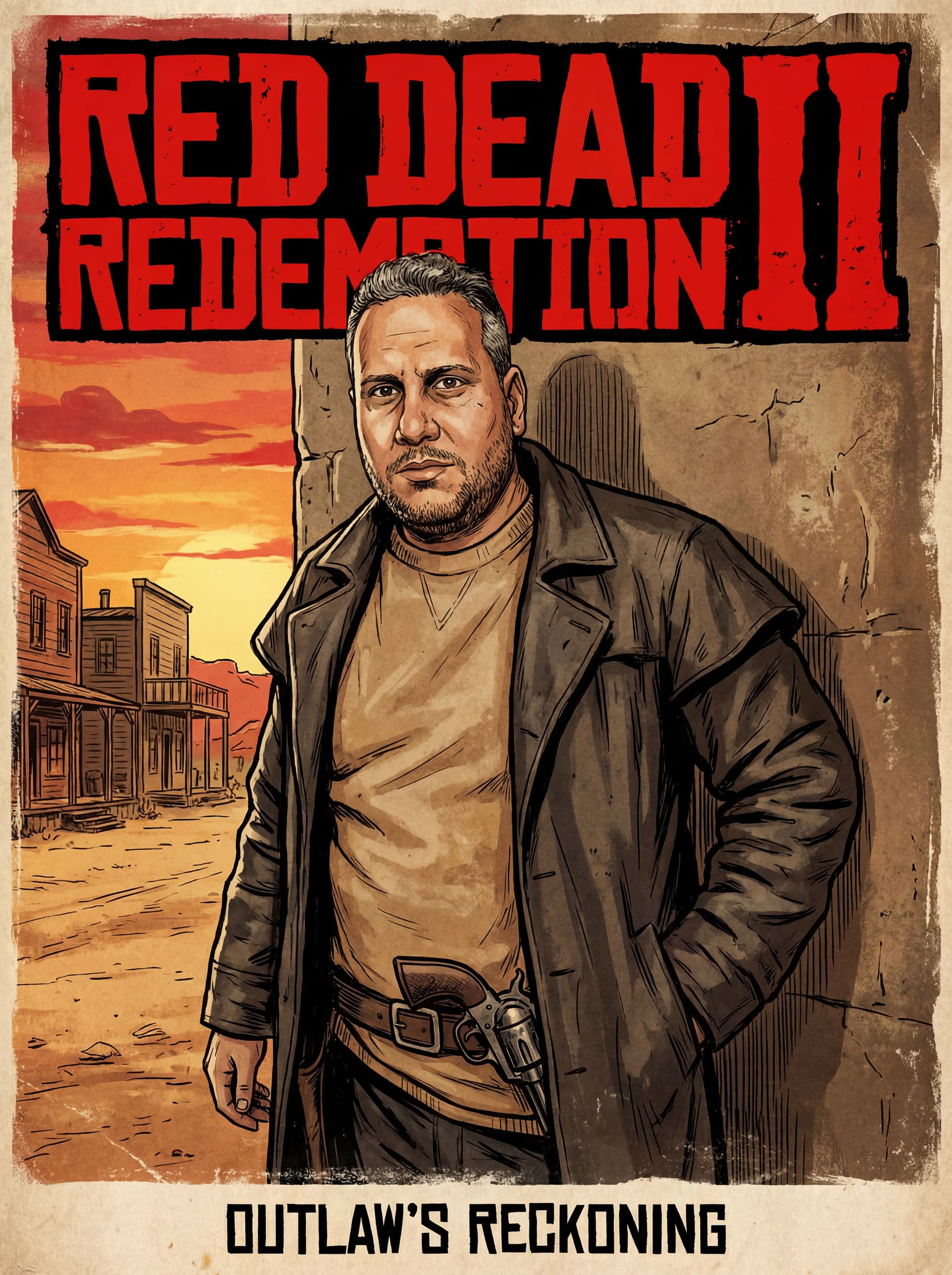 AI generated: make me as red dead 2 poster , similair to the original one 