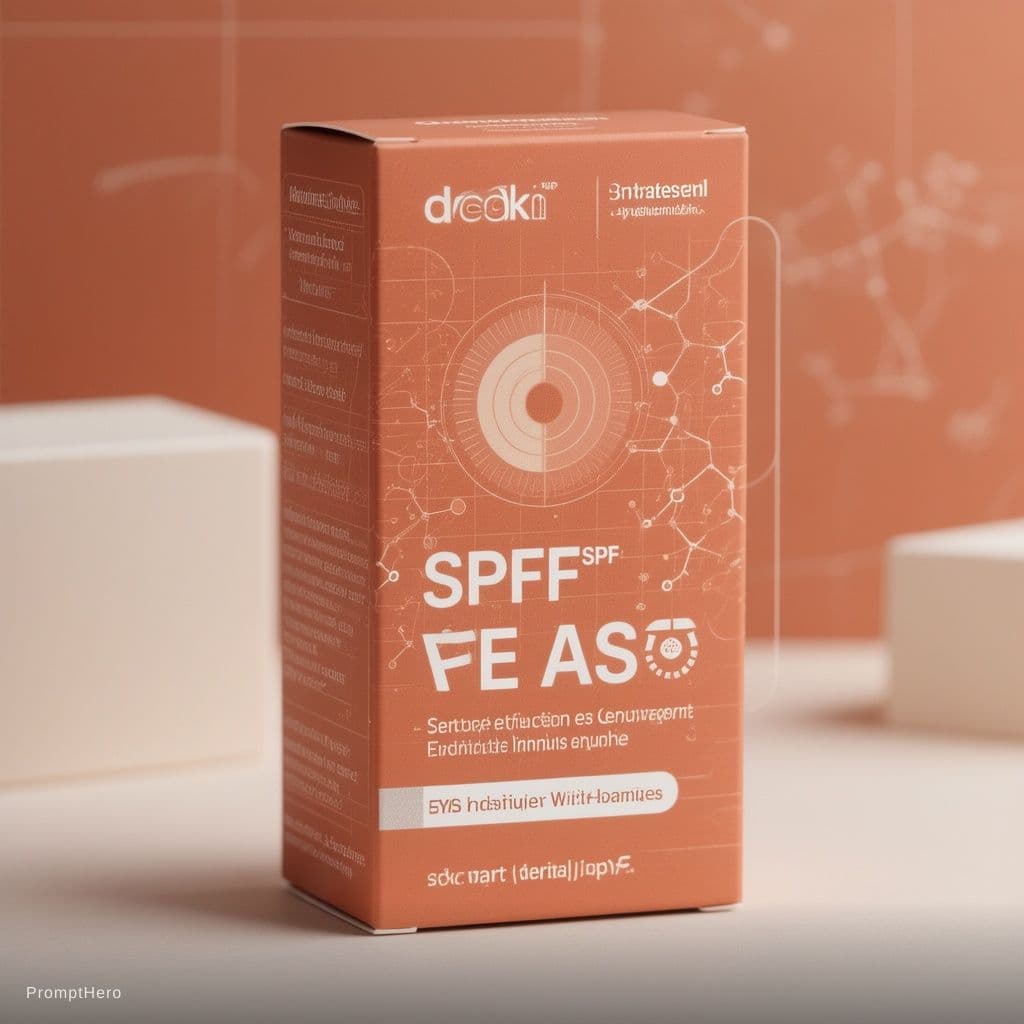 AI generated: "Medical dermatological sunscreen packaging design, flat artwork layout for a deep terracotta orange...