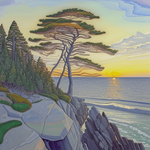 AI generated: a painting of a tree sitting on top of a rock, a watercolor painting, inspired by Arthur Lismer, cg ...