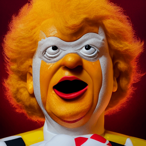 AI generated: Ronald McDonald as a horror film, highly detailed face  Hyperrealism, volumetric lighting,Negative p...
