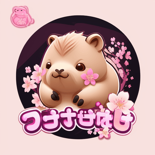 AI generated: 3D Logo for online shop vector style, matrix, cute, pink, galaxy kwai, flashes combined with capybar...