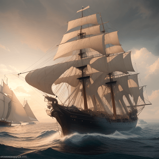 AI generated: Photo of a ultra realistic sailing ship, dramatic light, pale sunrise, cinematic lighting, battered,...
