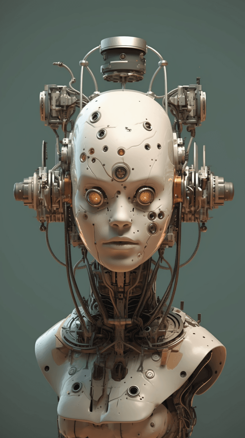 AI generated: a robot's head with buttons on it, in the style of hyperrealistic fantasy, feminine subjects, precis...