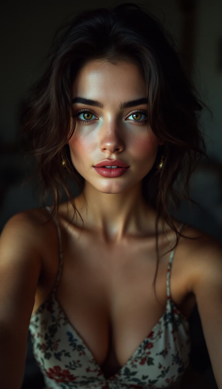 AI generated: instagram photo, selfie, front shot, portrait photo of a 24 y.o woman, wearing dress, beautiful face...