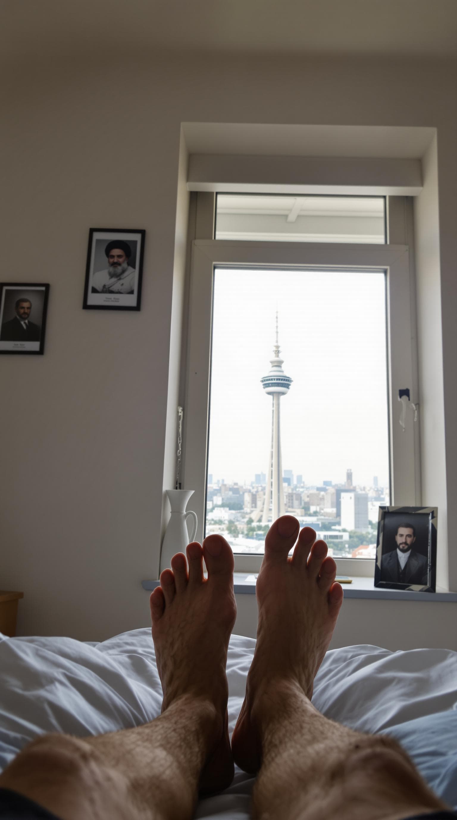 AI generated: POV first-person, I am a 30-year-old man, lying on my bed in my bedroom, just waking up in the morni...