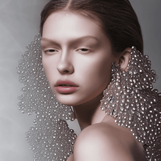 AI generated: Fashion photography jewelry,   light pink translucent fur earrings hyper-realistic, detailed 8k, rea...