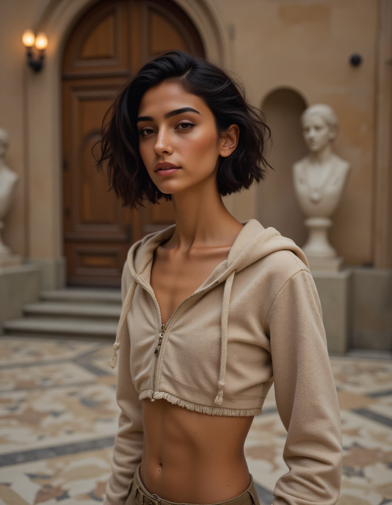 AI generated: ultra highres realistic Street photo of a 24-year-old Dogon-Gujarati female chic fashion editor with...