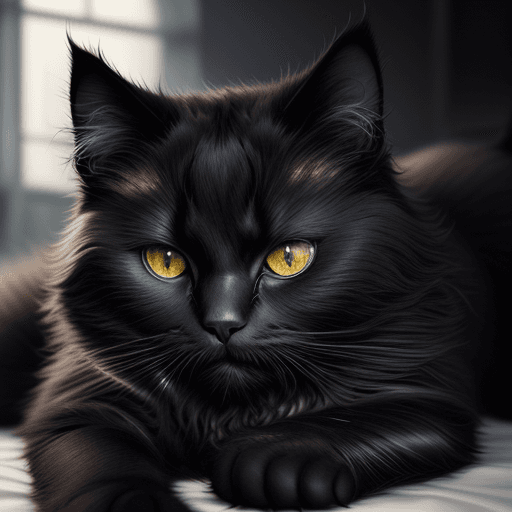 AI generated: photorealism, realistic, black fluffy cat, lying on his back around christmas, the cat's sly look, p...