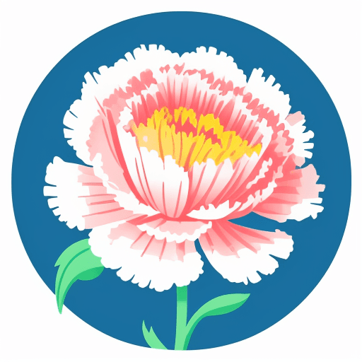 AI generated: digital illustration of a carnation flower, flat vector style, minimalism with simple lines, white b...