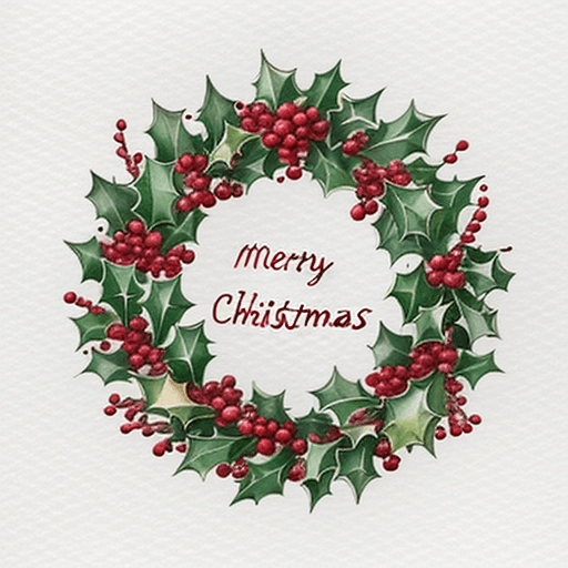 AI generated: Watercolor Elegant Berries and Greenery Wreath Christmas Holiday Card such as  ‘Merry Christmas to y...