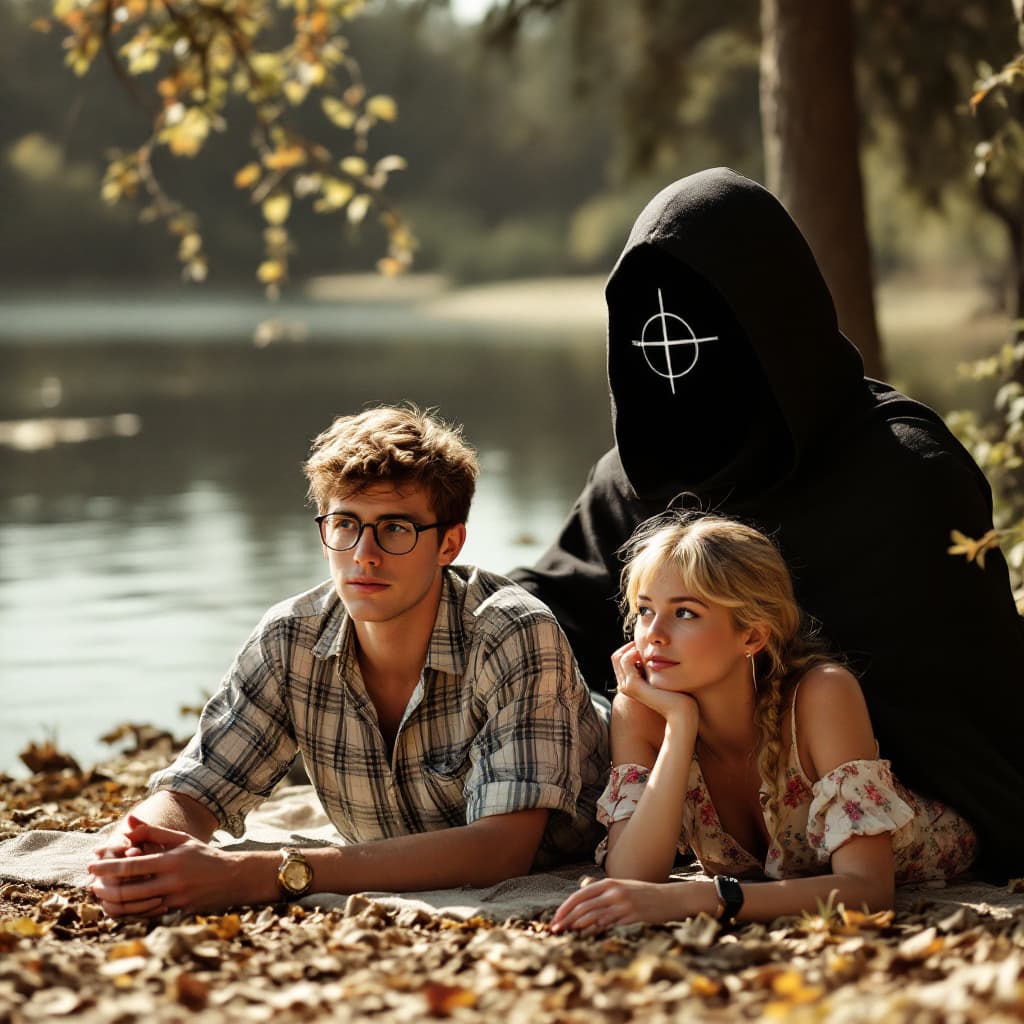 AI generated: A photorealistic image of Two 1960's college students, a boy, wearing glasses and 60's spring clothi...