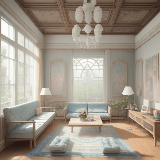 AI generated: High resolution photography interior design, dreamy sunken living room conversation pit, wooden floo...