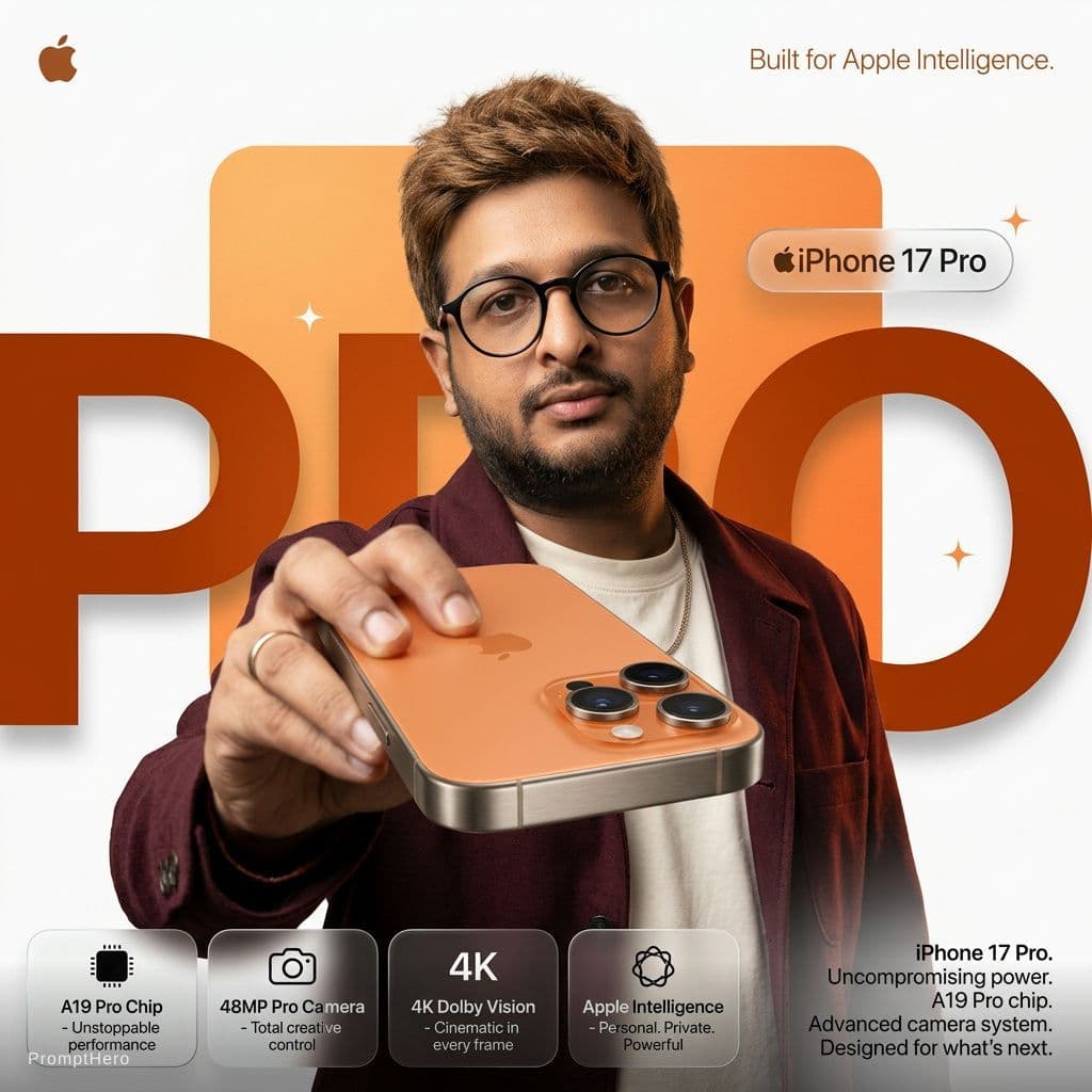 AI generated: Create a premium Apple-style smartphone advertisement poster in 4:5 vertical format, ultra-high reso...