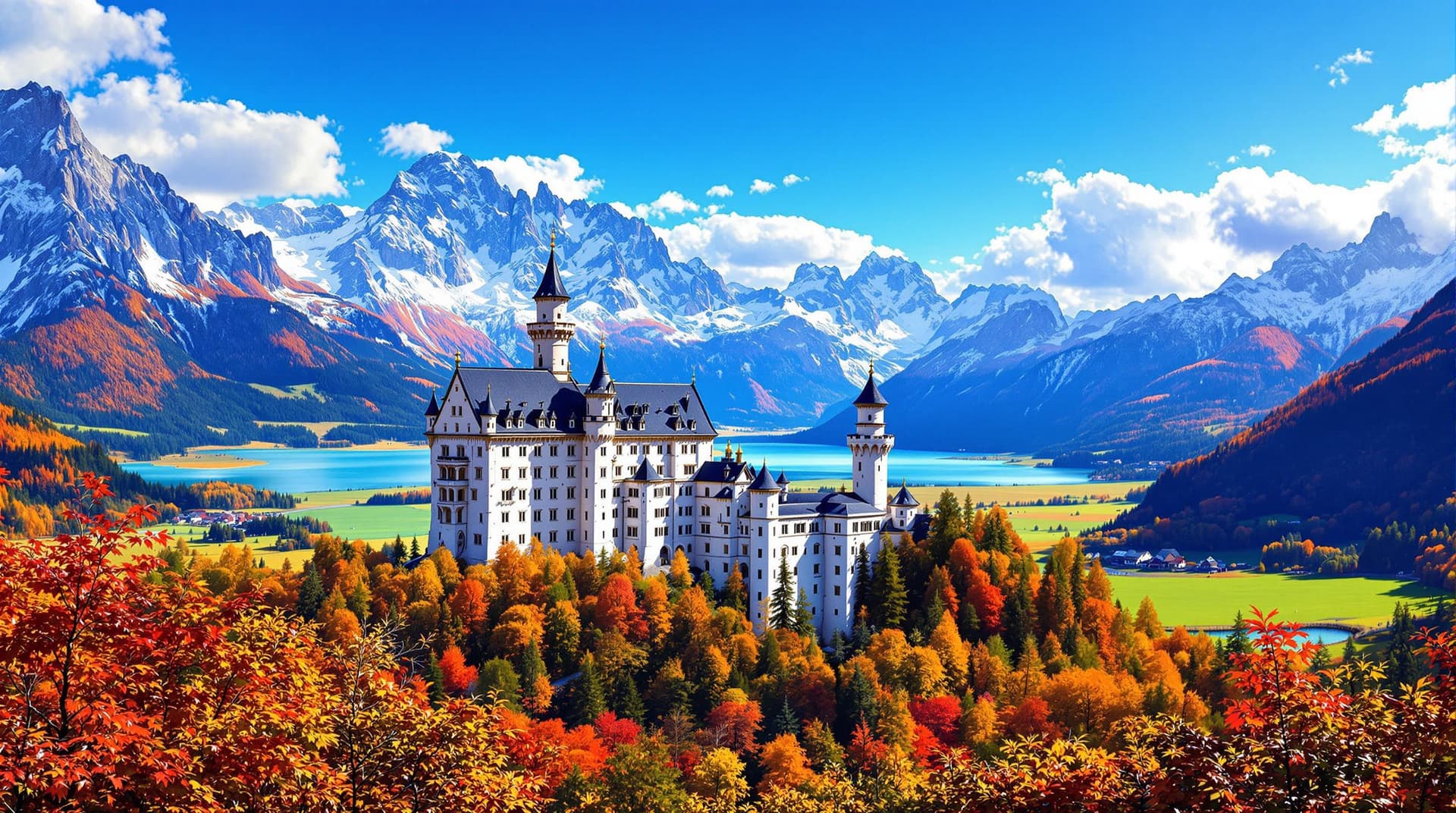 AI generated: A high-resolution, ultra-detailed photograph of Neuschwanstein Castle in Bavaria, Germany, captured ...