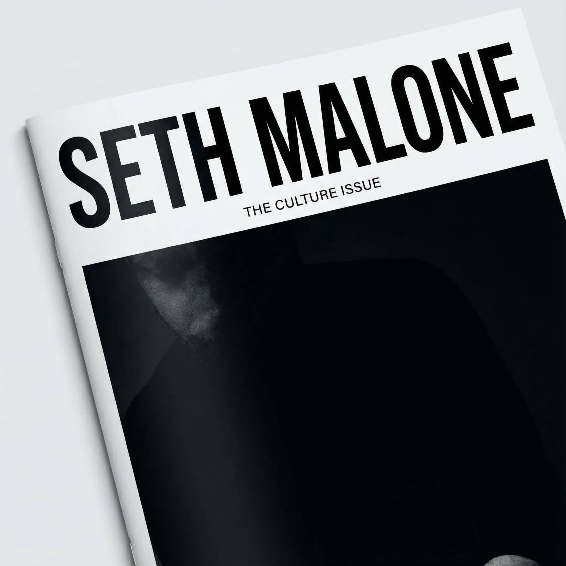 AI generated: The text “Seth Malone” designed as a bold, iconic magazine cover masthead. Large, confident, high-im...